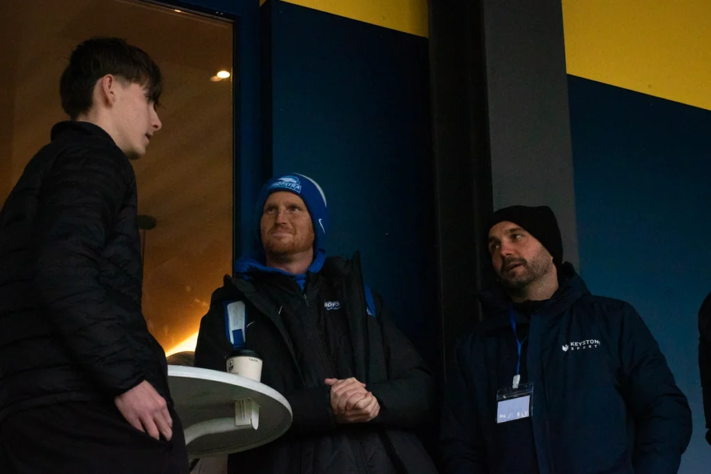 Keystone Sports expert speaks to players at the Keystone Sports College Soccer Showcase